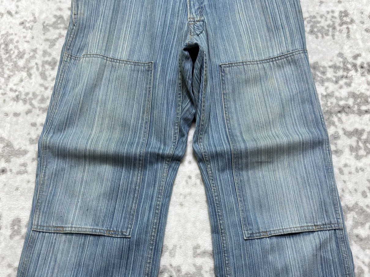 Japanese Brand Vintage BLUE WAYS Striped Distressed Double Knee Denim Pant Size US 32 / EU 48 - 6 Thumbnail