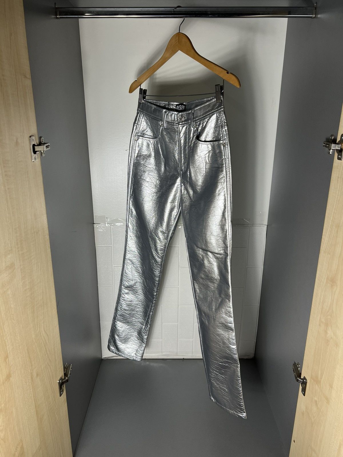 Diesel Black Gold VERY RARE DIESEL P-ARCY SILVER METAL DESIGNER PANTS LUXURY Size 27" / US 4 / IT 40 - 11 Thumbnail