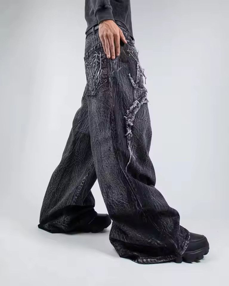 Japanese Brand Thorn Distressed Butterfly Baggy Denim Jeans Size US 31 - 4 Thumbnail