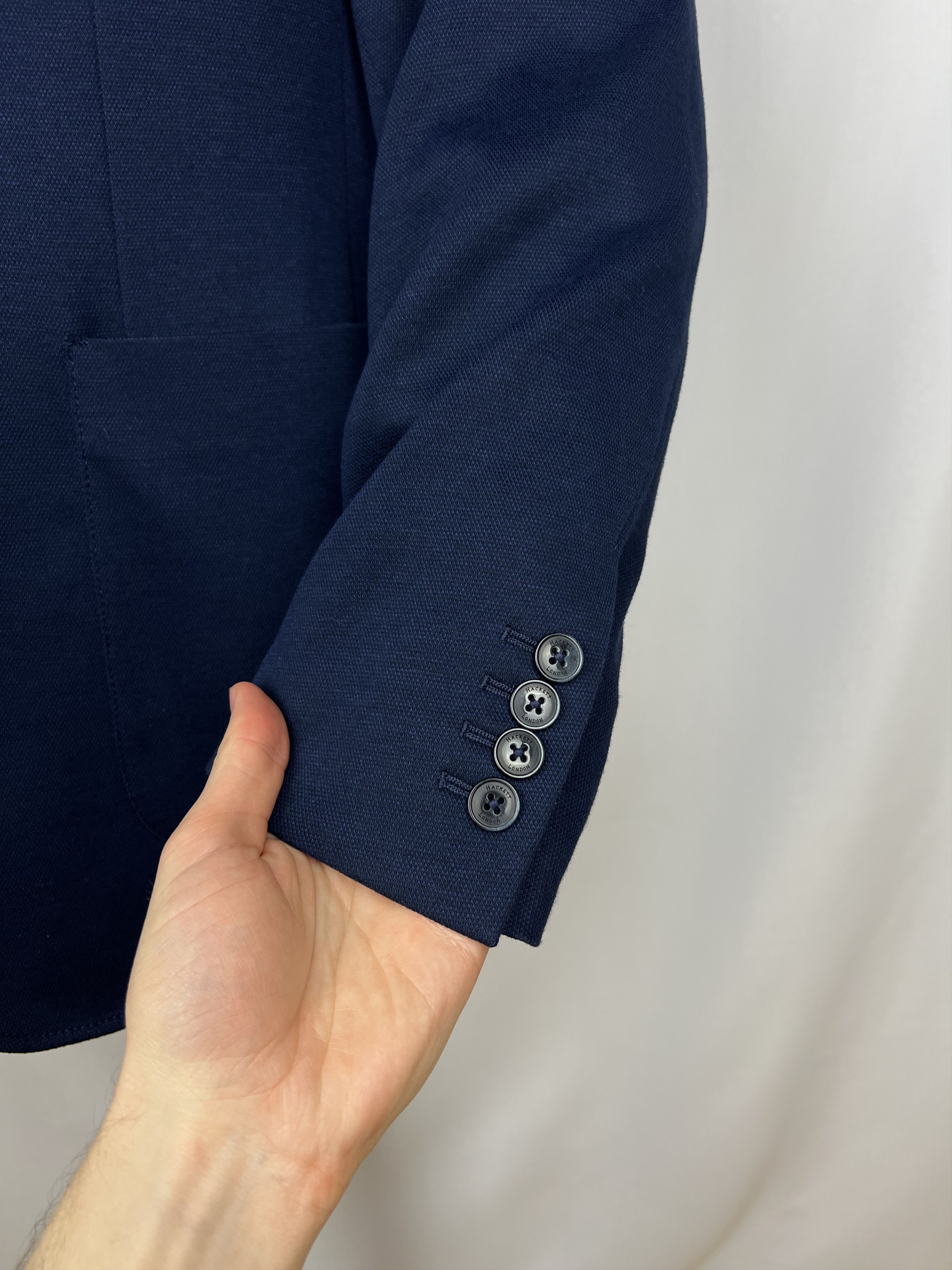 Hackett London Solid Navy-Blue Cotton Blend Half-Lined Sport Coat Size 42R - 9 Thumbnail