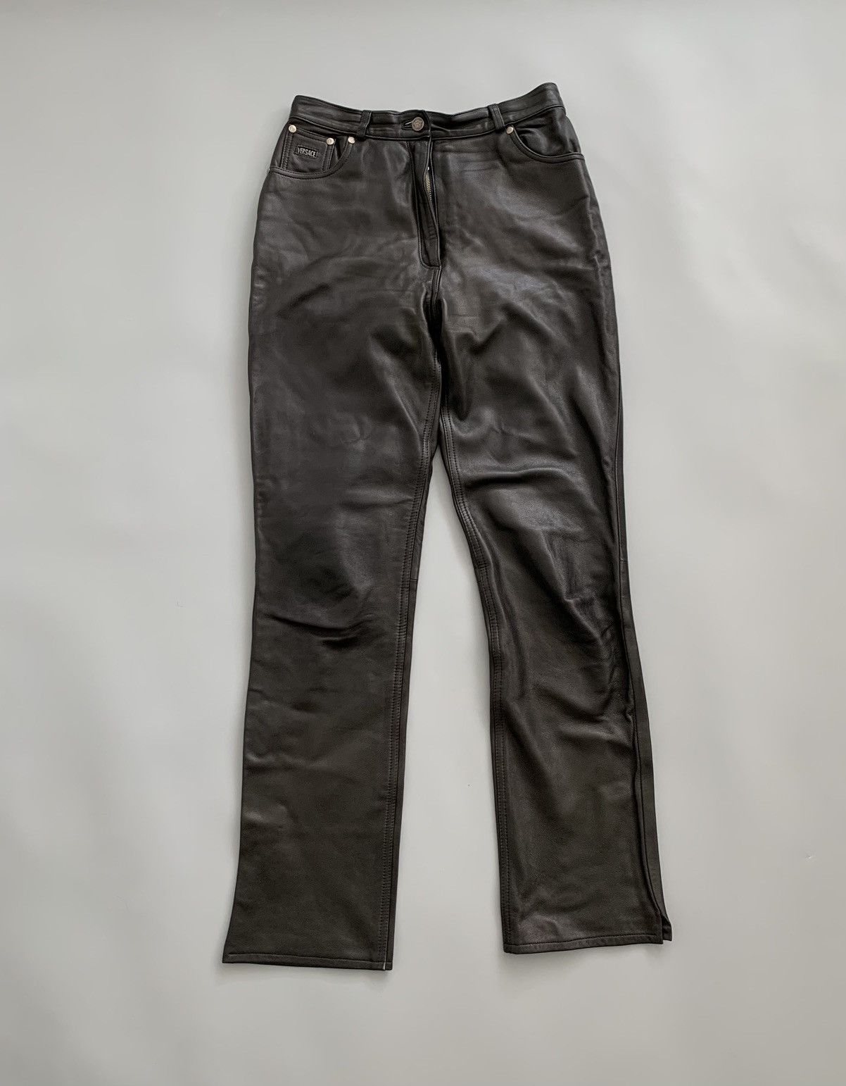 Versace Vintage Versace Leather Pants Y2K streetwear Size 27" / US 4 / IT 40 - 1 Thumbnail