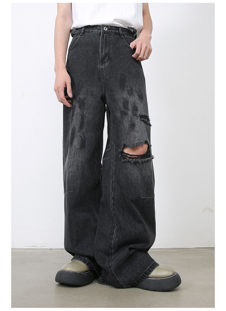 Vintage Street distressed men's loose ripped straight leg jeans Size US 32 / EU 48 - 2 Thumbnail