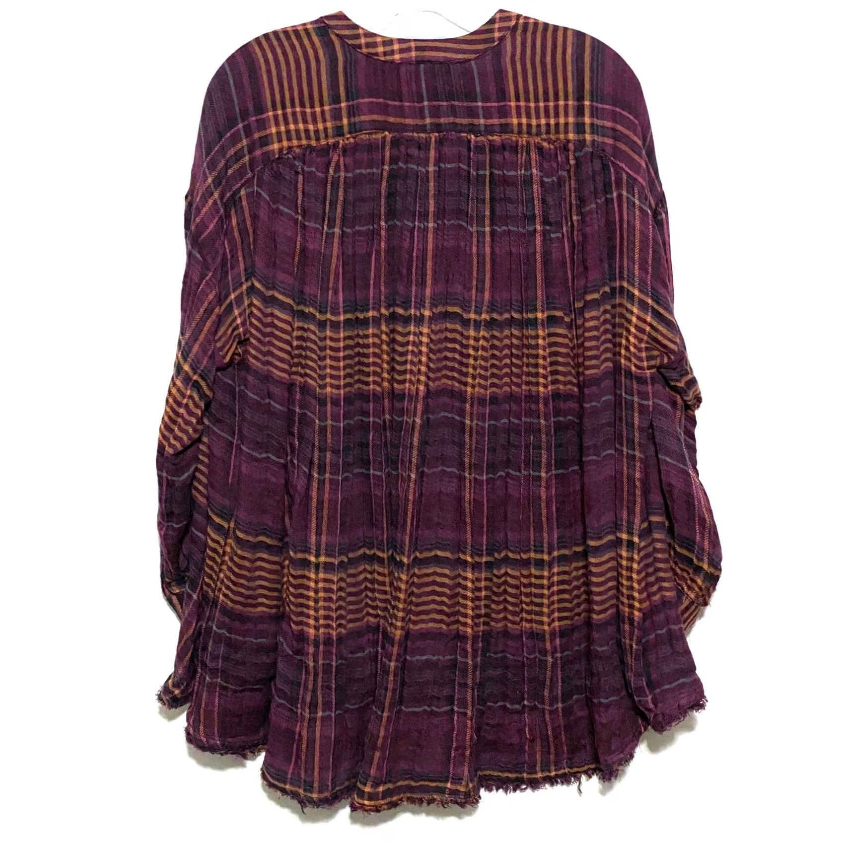 Free People VINTAGE Free People Plaid Come On Over Oversized Flannel Button Shirt Women XS Boho Cozy Size XS / US 0-2 / IT 36-38 - 3 Thumbnail