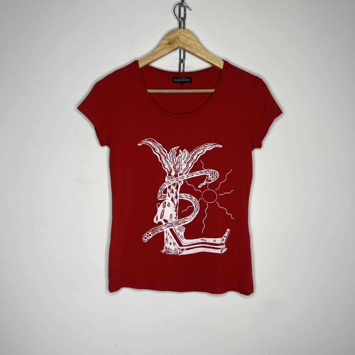 Tom Ford × Yves Saint Laurent 2000s' Yves Saint Laurent YSL Red Tshirt Tee by Tom Ford Size M / US 6-8 / IT 42-44 - 1 Thumbnail