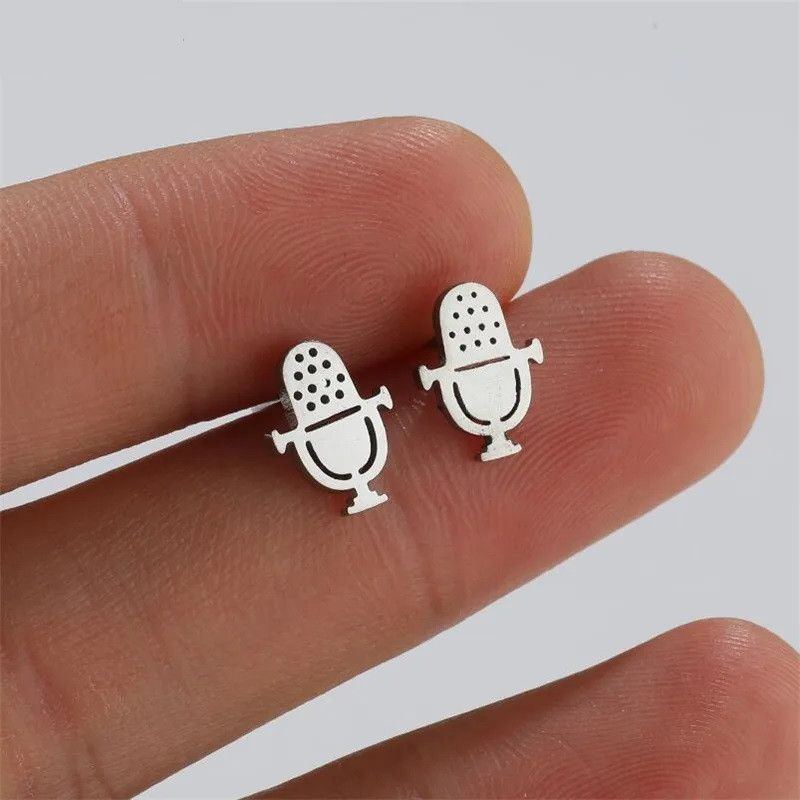 Jewelry Microphone Stud Earrings Charm Earring Gift Size ONE SIZE - 1 Thumbnail