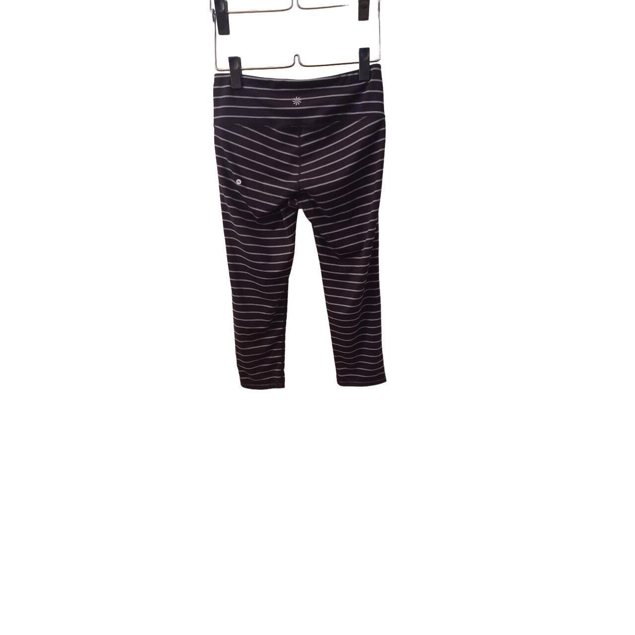 Designer Athleta Striped Cropped Leggings Black White Size Small Size 28" / US 6 / IT 42 - 3 Thumbnail