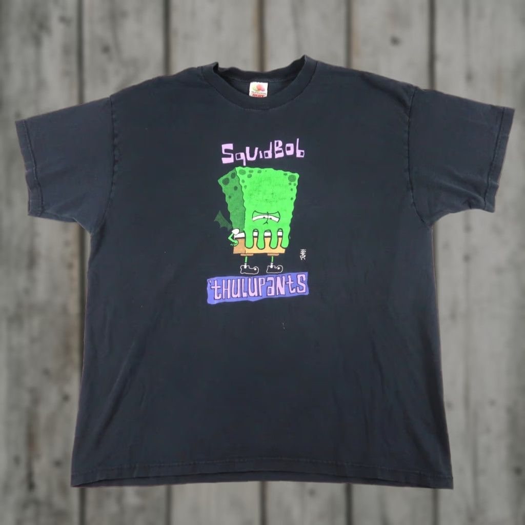 Fruit Of The Loom VINTAGE Squidbob Thulupants Cartoon Grunge T Shirt Kovalic Black 2XL XXL Men Graphic Tee 1990s Size US XXL / EU 58 / 5 - 1 Thumbnail