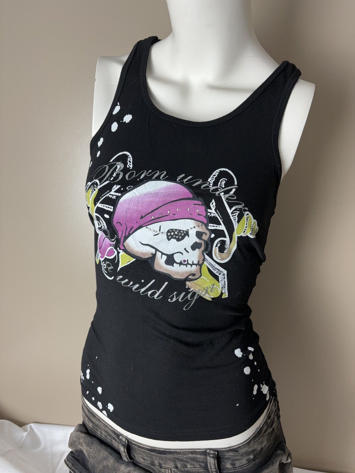 Vintage Gothic skull printed vintage tank top glamour Size M / US 6-8 / IT 42-44 - 3 Thumbnail