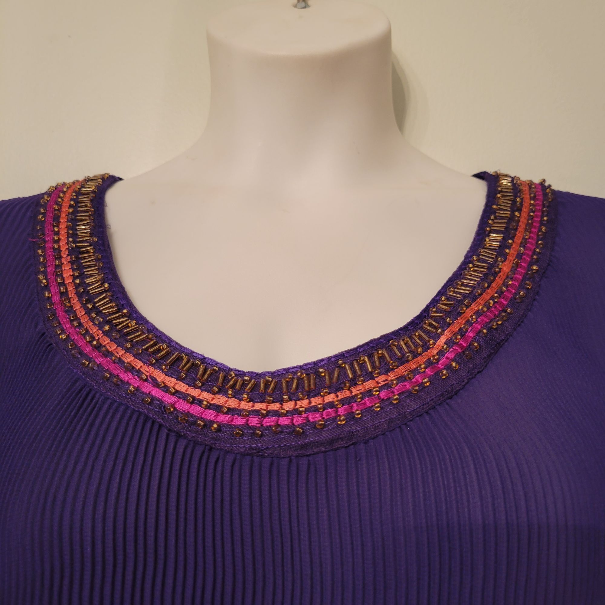 Other Catherines Purple Sleeveless Pleated Asymmetrical Tunic Top Size 4XL / US 24-26 - 2 Thumbnail
