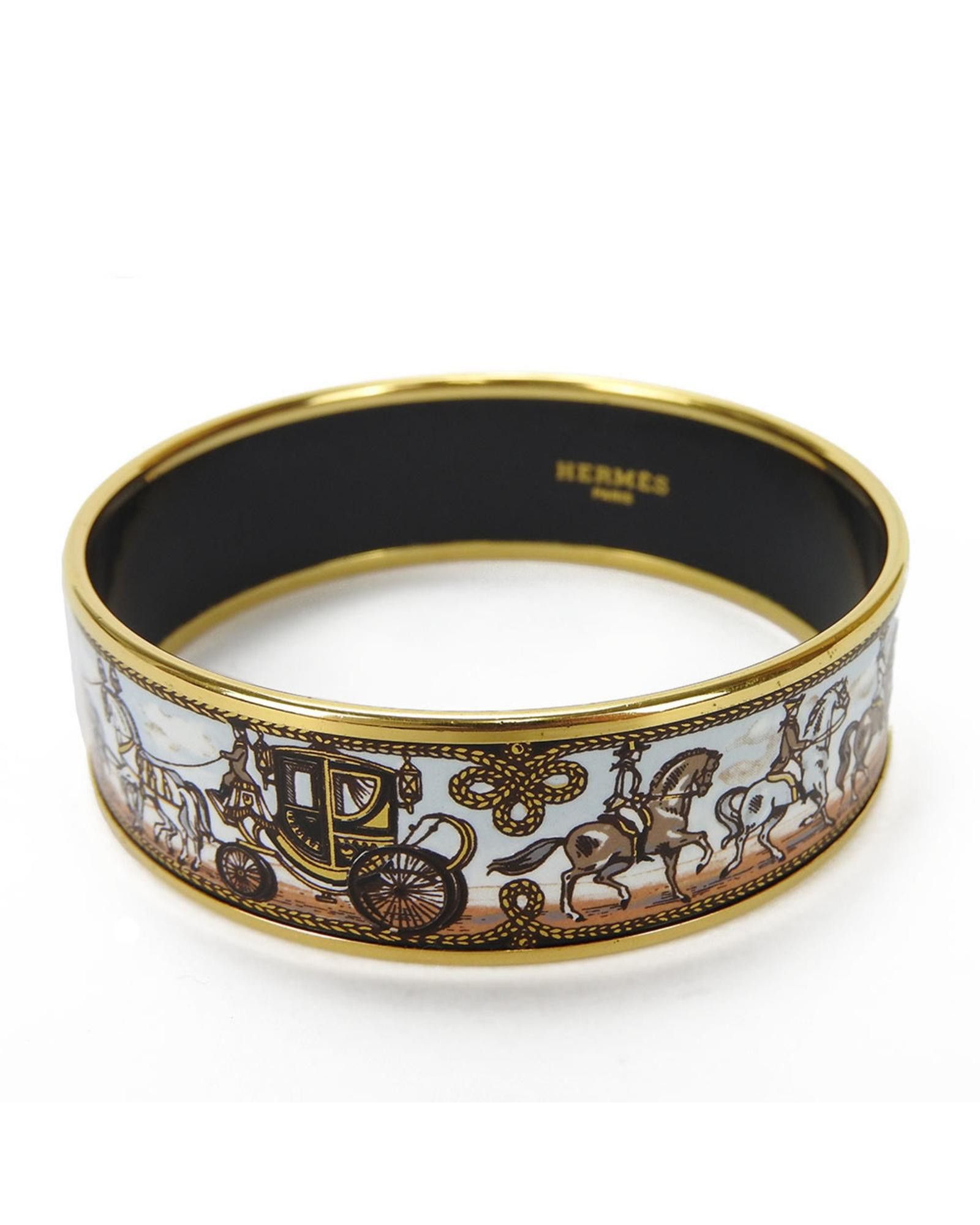 image of Hermes Multicolour Enameled Metal Bangle, Women's