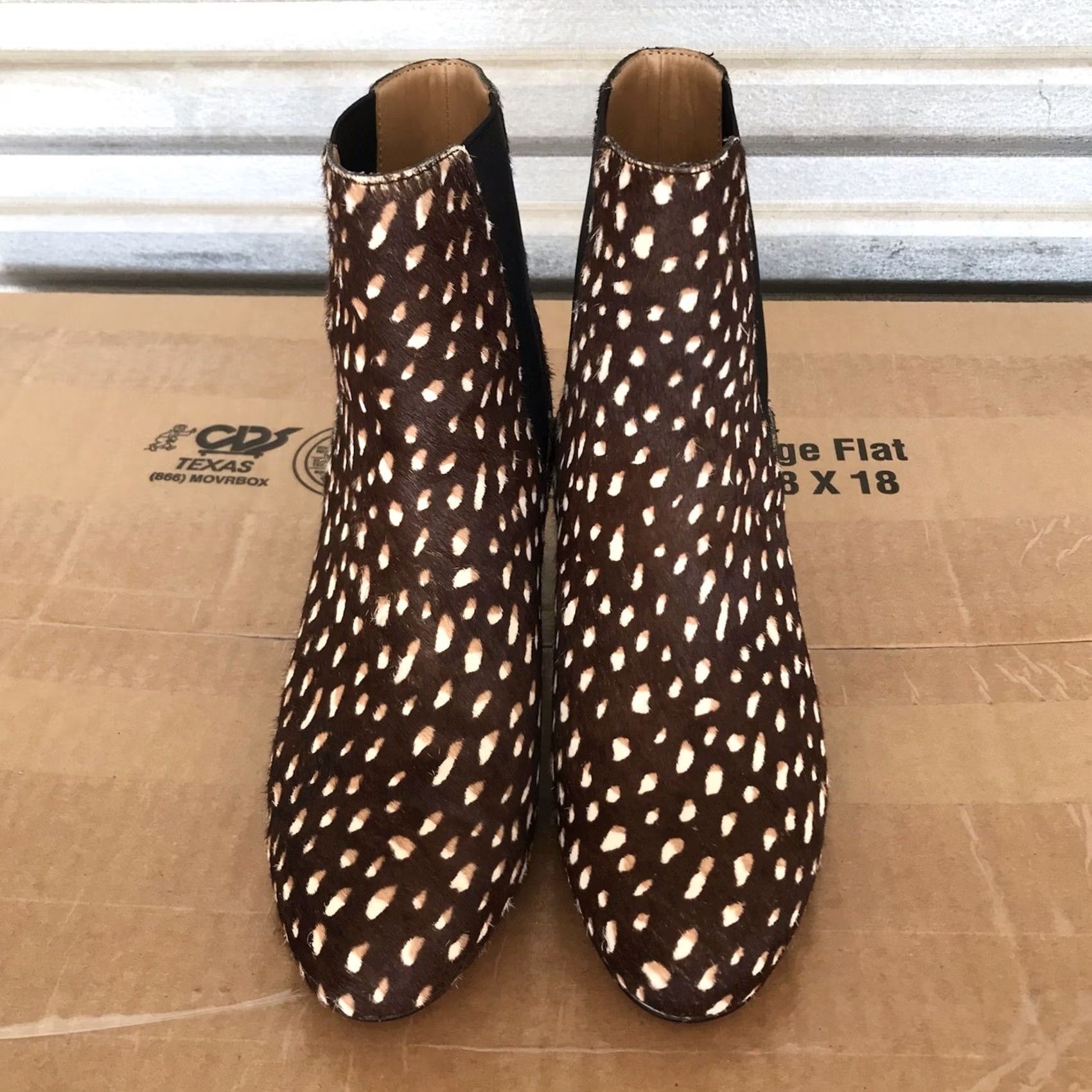 J.Crew J.CREW Women Brown Leather Calf Hair Fur Spotted Pull-On Chelsea Ankle Boots 6.5 Size US 7 / IT 37 - 3 Thumbnail