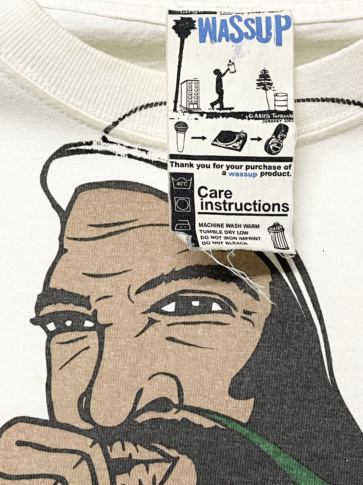 Japanese Brand Vintage 1990s Streetwear Wassup ‘Ganja’ Art By Grakey Tshirr Size US M / EU 48-50 / 2 - 7 Thumbnail
