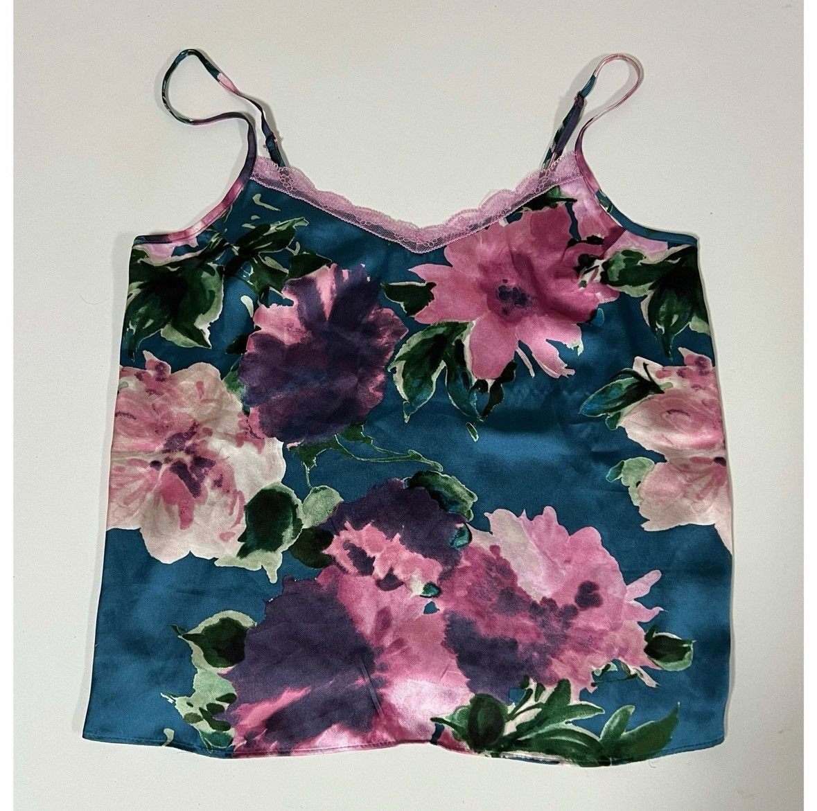 MiDNIGHT Midnight Bakery Silk Floral Lingerie Top Shirt Size S 🌺✨ Size S / US 4 / IT 40 - 1 Thumbnail