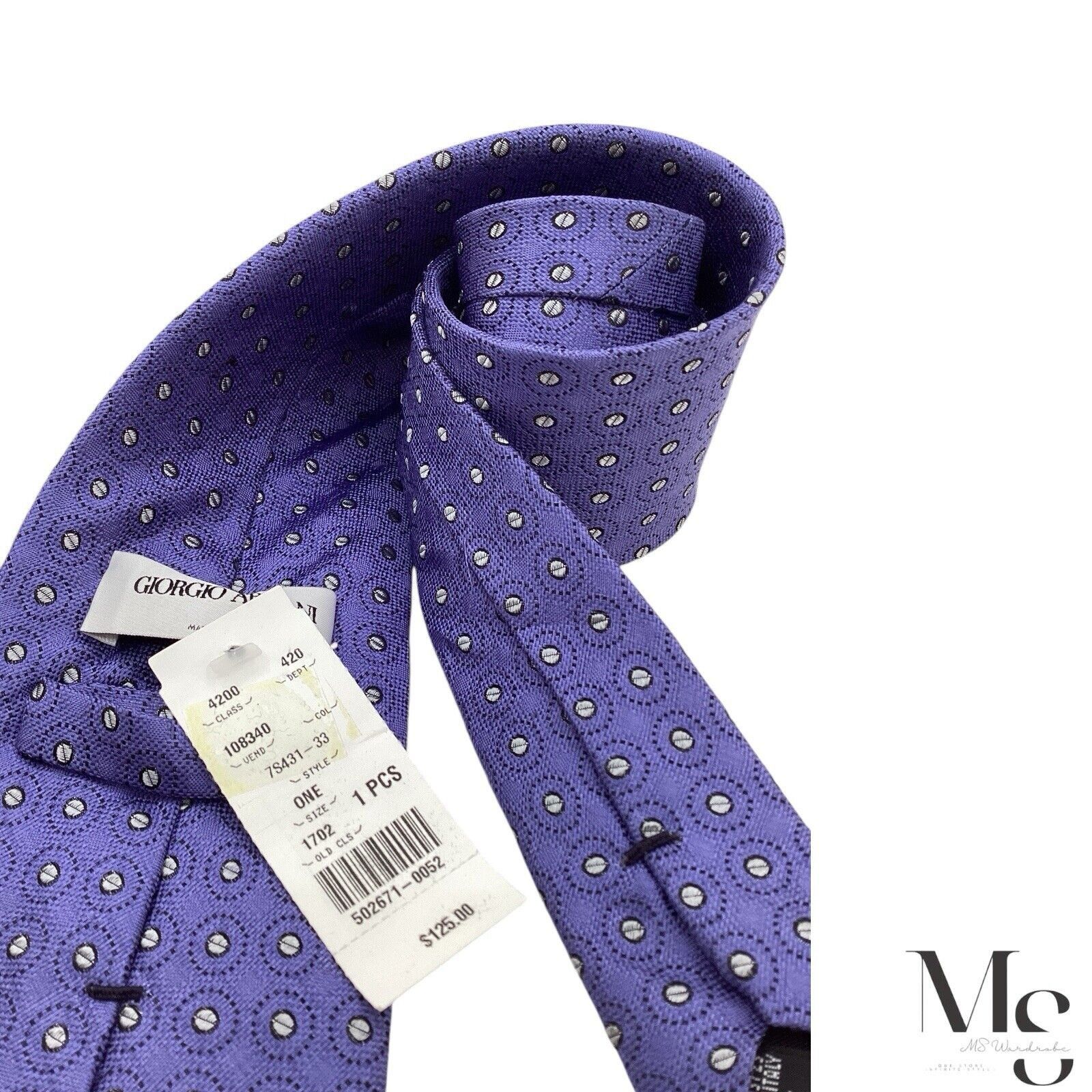 Giorgio Armani $125 GIORGIO ARMANI Blue Geometric Silk Blend Tie Made In It Size ONE SIZE - 4 Thumbnail