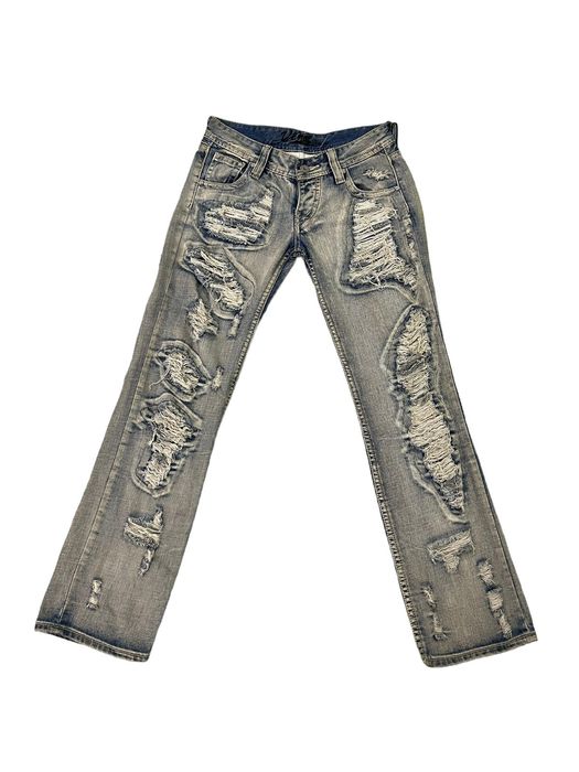 Hysteric Glamour Damage Jeans Vence Faded Distress Low Rise Slim 8