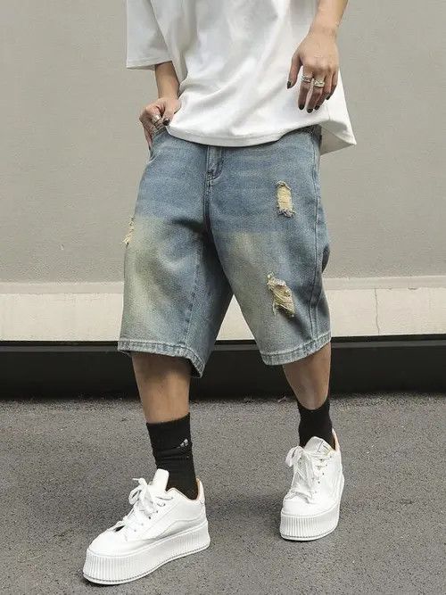 Japanese Brand Jorts Vintage Washed Distressed Denim Size US 34 / EU 50 - 1 Thumbnail
