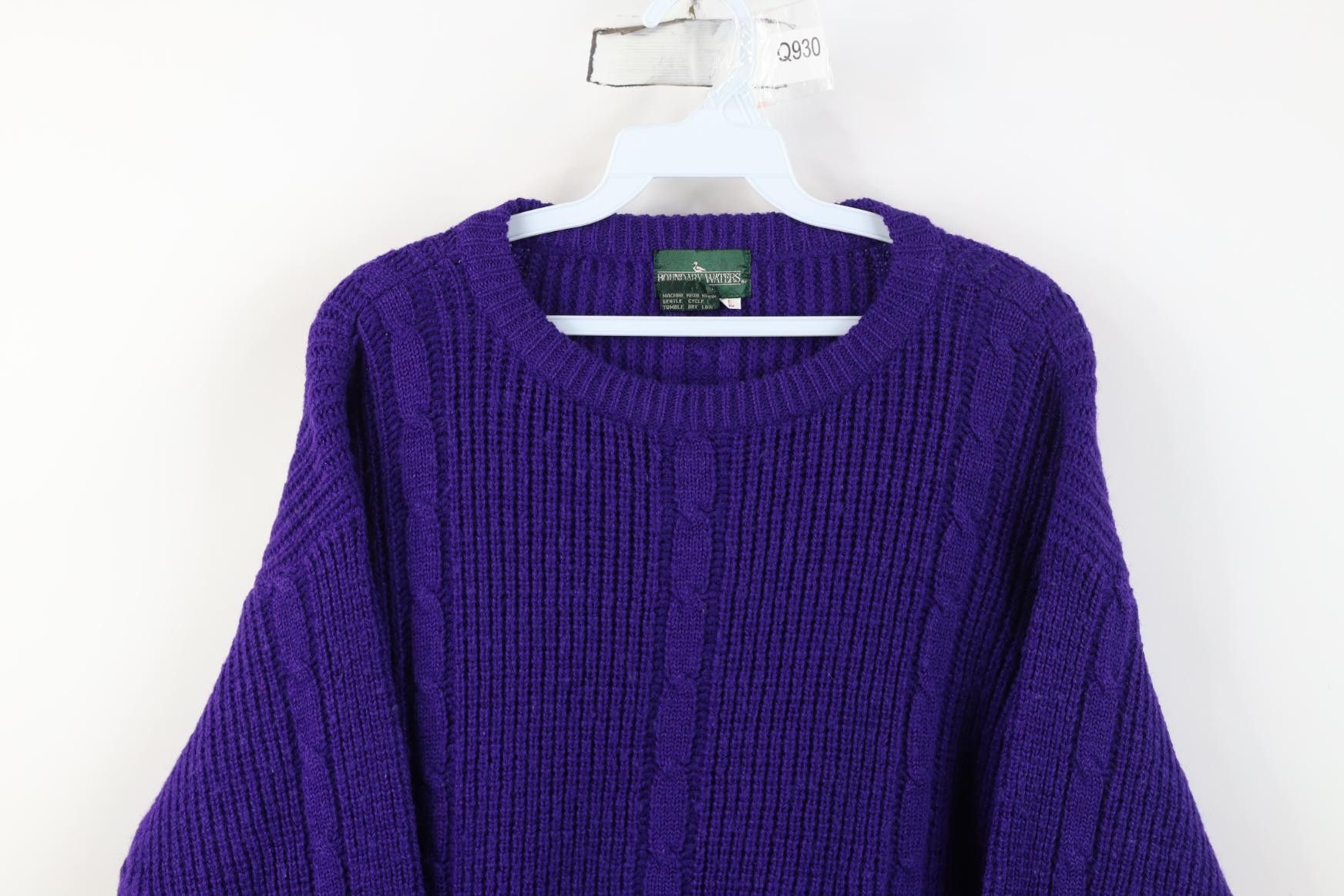 Vintage Vintage 90s Streetwear Ribbed Cable Knit Sweater Purple Size L / US 10 / IT 46 - 2 Thumbnail