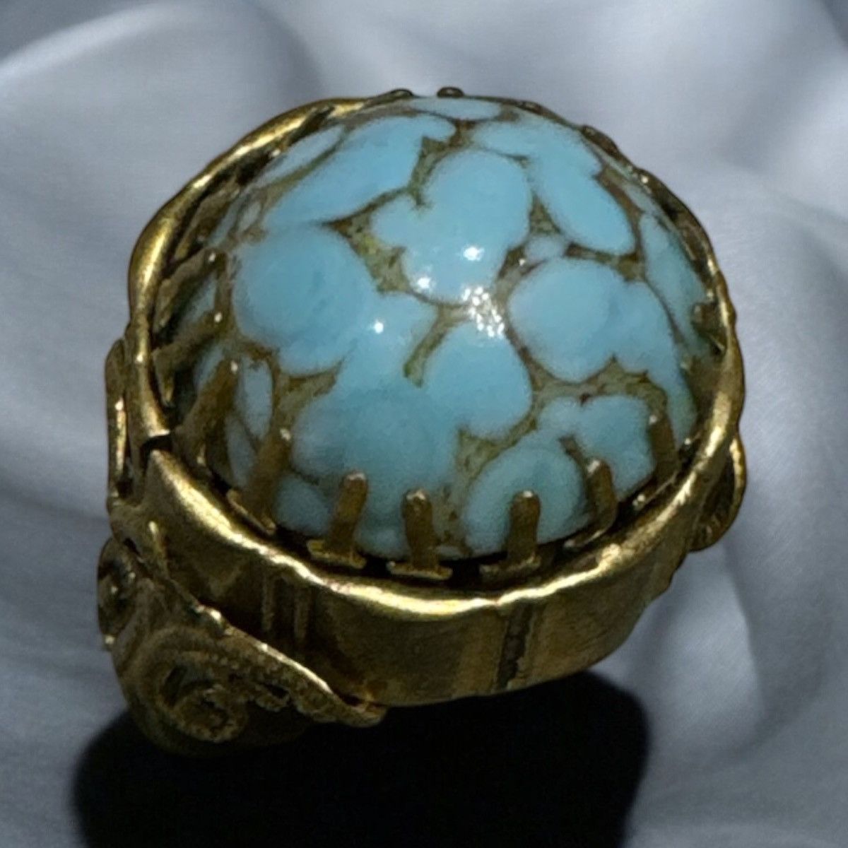 Jewelry × Vintage TURQUOISE GEMSTONE RING Size ONE SIZE - 1 Thumbnail
