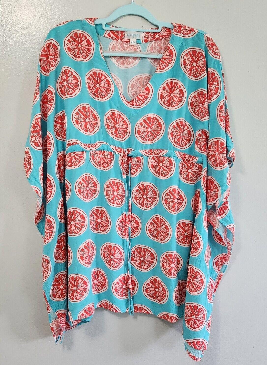 Designer Escapada Beach Swimsuit Cover Up Medium Oranges Aqua Teal Size ONE SIZE - 1 Thumbnail