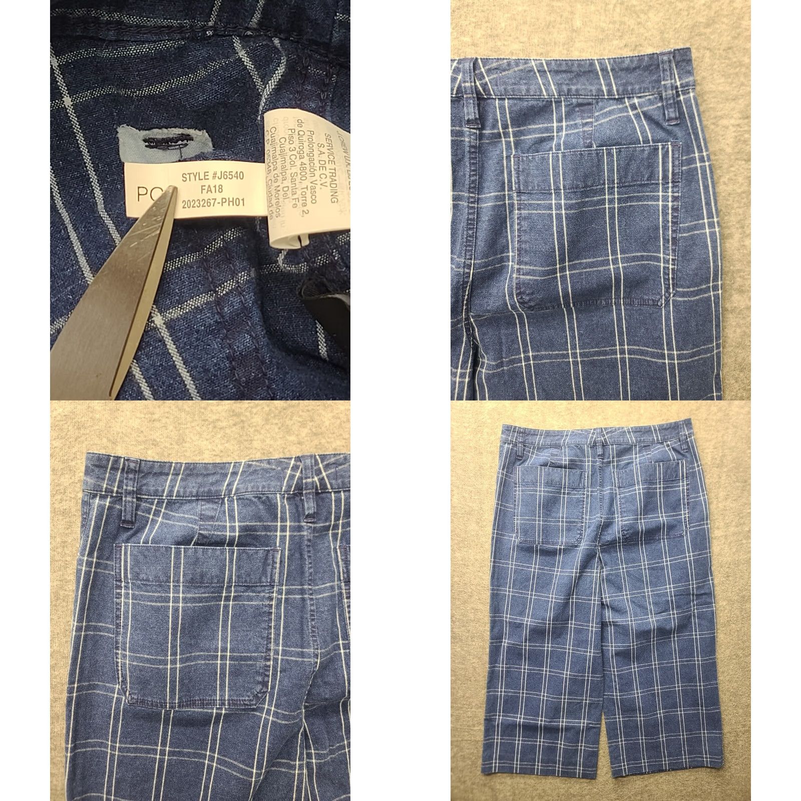 Madewell VINTAGE Madewell Pants Womens 32x23 Emmett Wide-Leg Crop Regular Fit High Rise Stretch Check Blue Cotton Spandex Casual Workwear 90s Womens Size 24" / US 00 / IT 34 - 9 Thumbnail