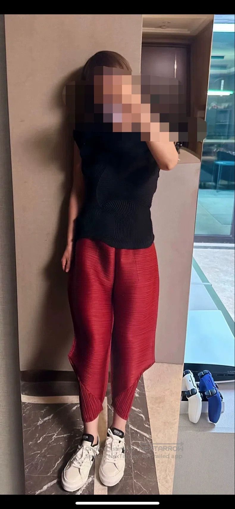 Issey Miyake Issey Miyake size:3 Bordeaux Red Irregular Pants Size 31" - 1 Thumbnail