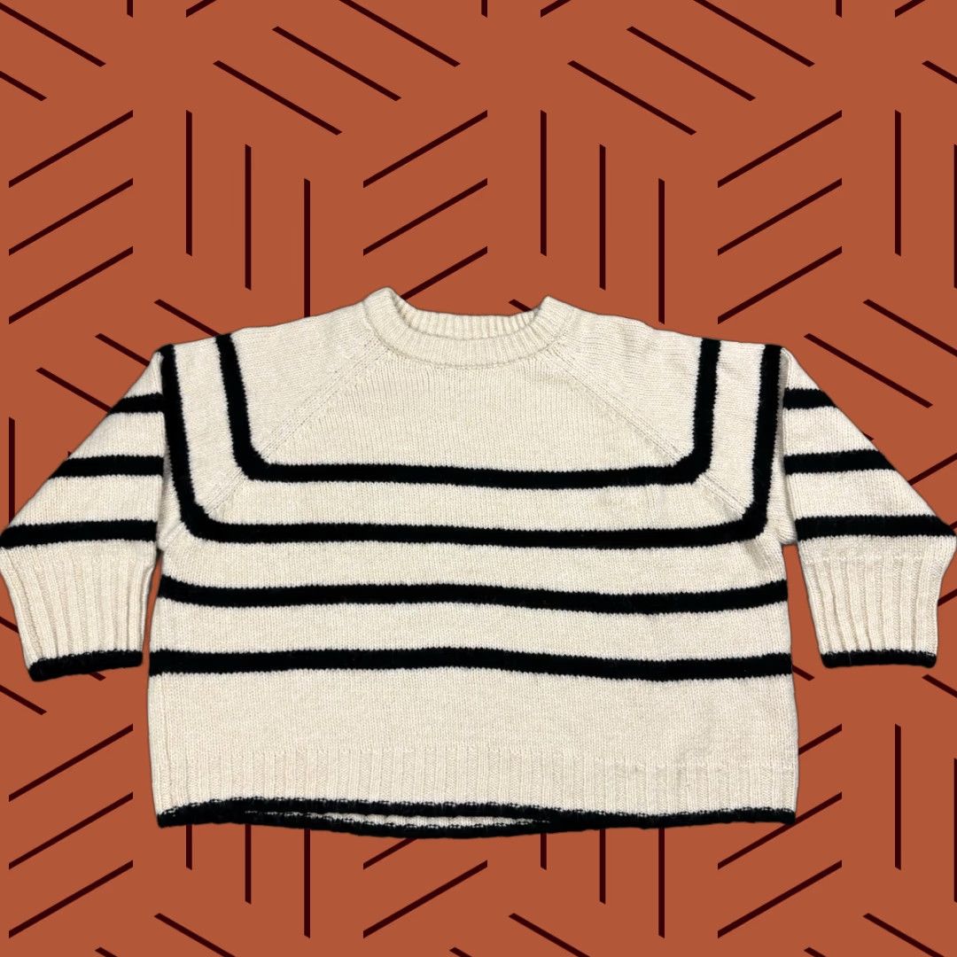 Primark RITA ORA X PRIMARK WOMENS JUMPER BRETON STRIPED BLACK IVORY L 10-12 USA EU 42-44 Size L / US 10 / IT 46 - 1 Thumbnail