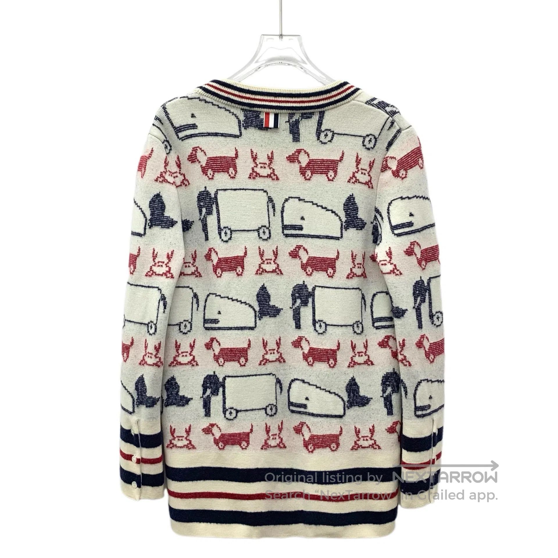 Thom Browne Thom Browne Multicolor Dog Pattern Inlaid Wool V-neck Sing Size US S / EU 44-46 / 1 - 2 Thumbnail