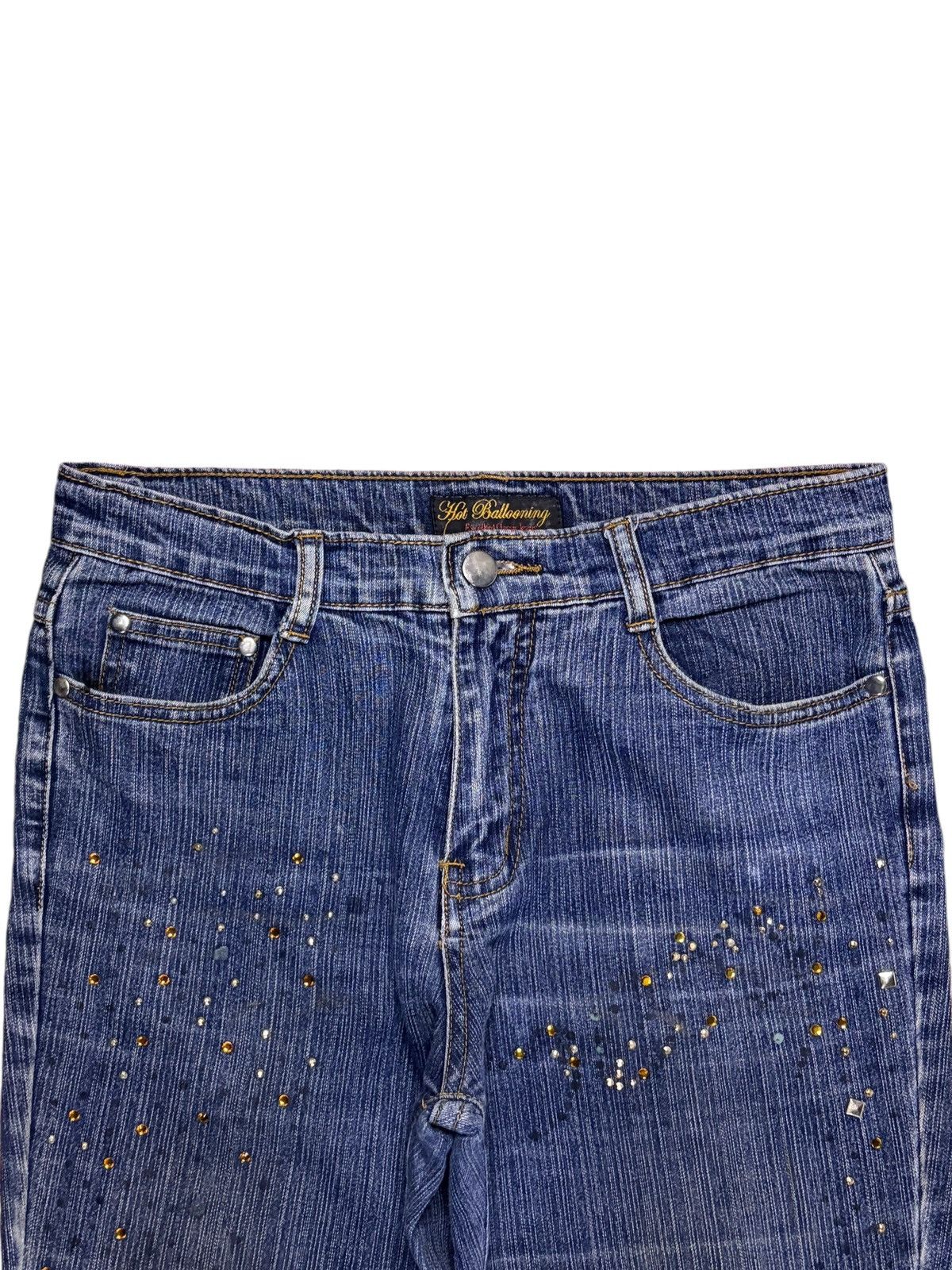 Japanese Brand Vintage Japanese Brand Mud Wash Studded Distress Flare Jeans Size 29" - 4 Thumbnail