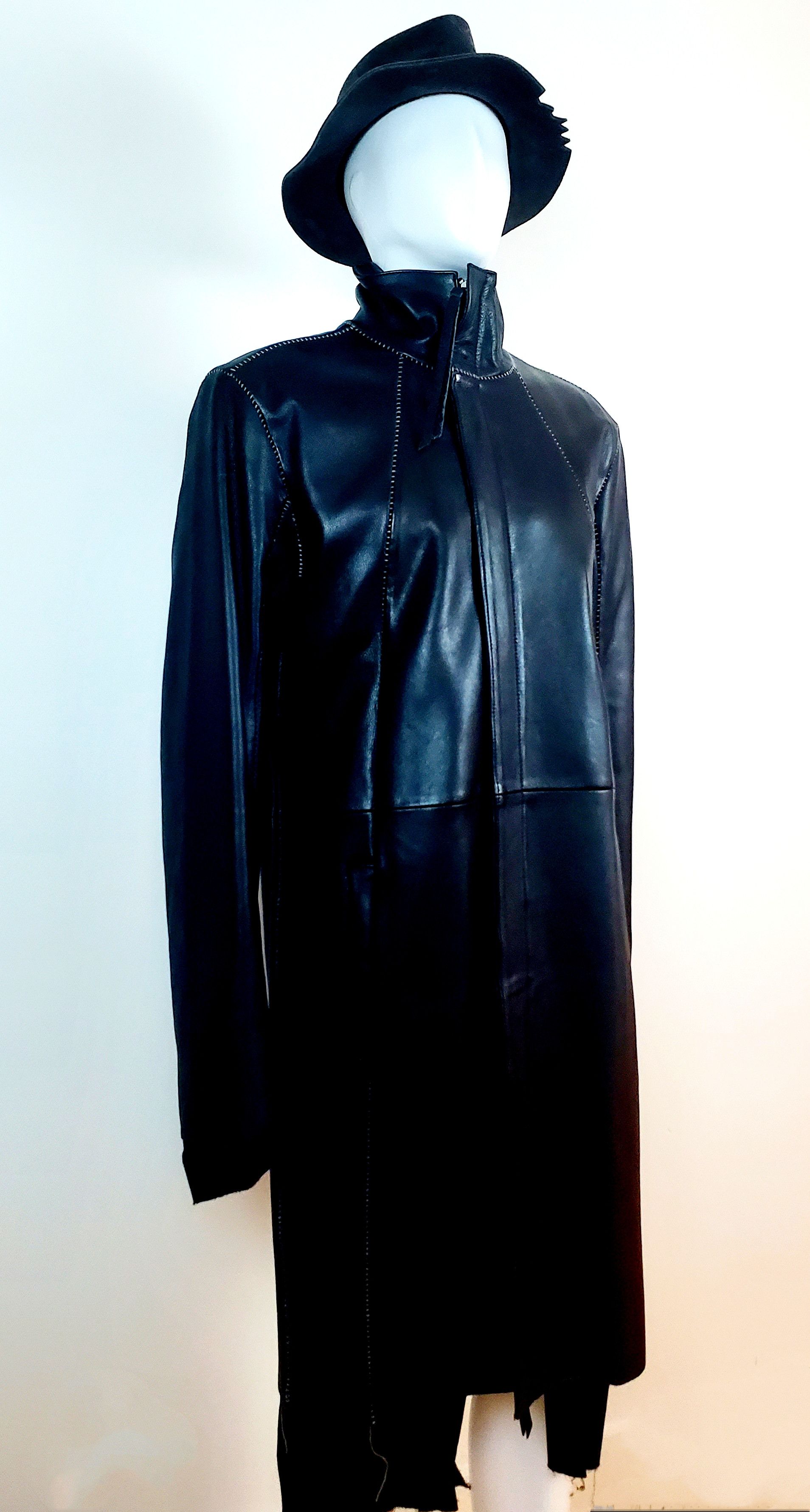Army Of Me Army of Me Draped Genuine Leather Parka Overcoat Jacket Size US XL / EU 56 / 4 - 6 Thumbnail