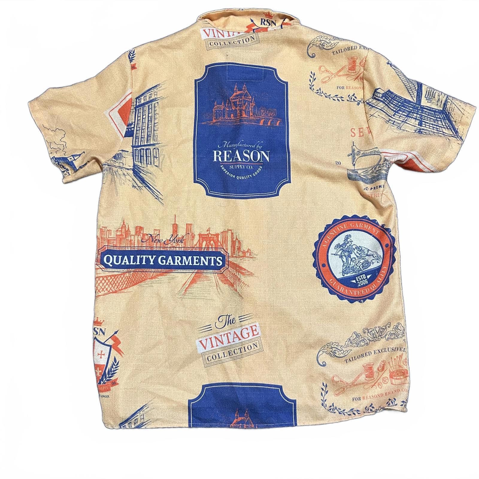 Reason Reason Men's Graphic Short sleeve button up Large yellow Size US L / EU 52-54 / 3 - 4 Thumbnail