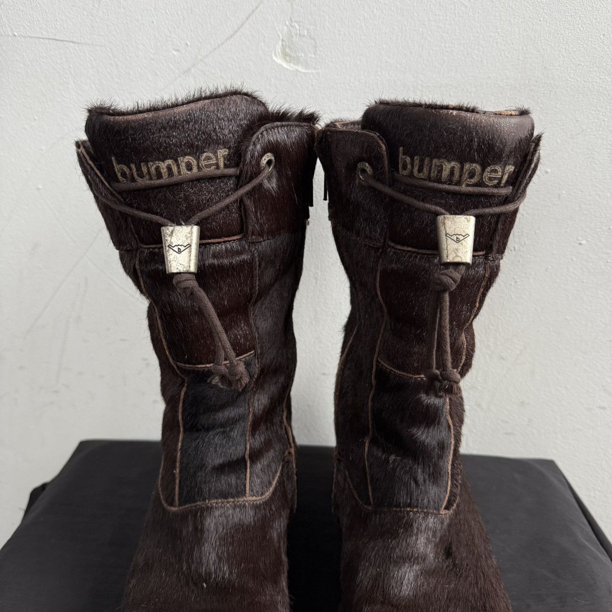 Japanese Brand Y2K Bupmer Italy Pony Fur Brown Lace Up Fairy Boots Size US 6 / IT 36 - 8 Thumbnail