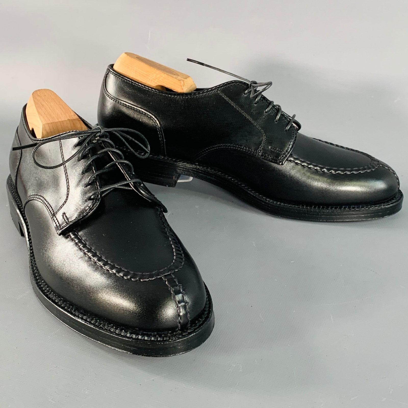Alden Norwegian HS Blucher Black Calfskin Leather Split Toe Derby Size US 7 / EU 40 - 1 Thumbnail