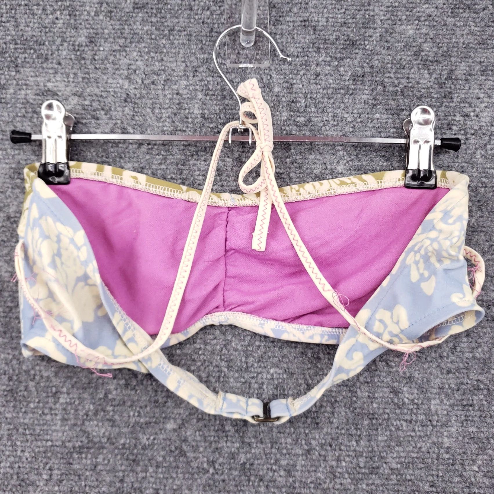 Lucky Brand Lucky Brand Bikini Top Womens M Medium Blue Floral Halter Back Strap Swimwear Size M / US 6-8 / IT 42-44 - 2 Thumbnail