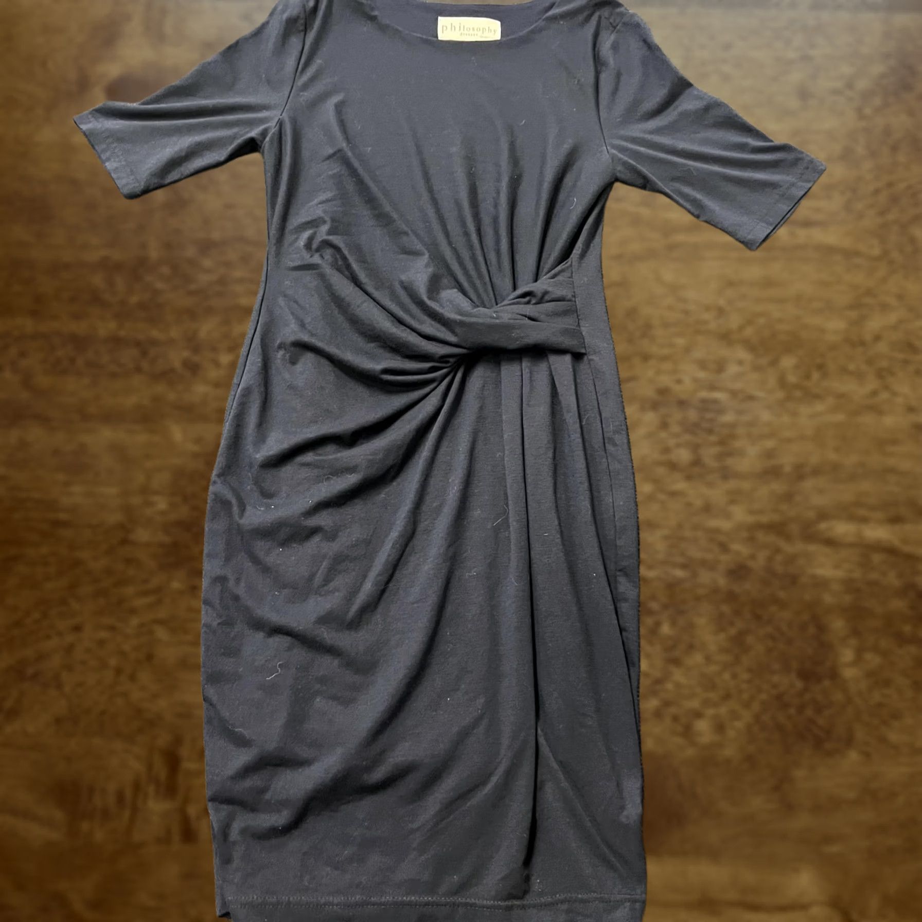 Vintage Philosophy Dresses Shirt? No. Dress Womens Small Black Twist Front Sheath Knit Size S / US 4 / IT 40 - 1 Thumbnail