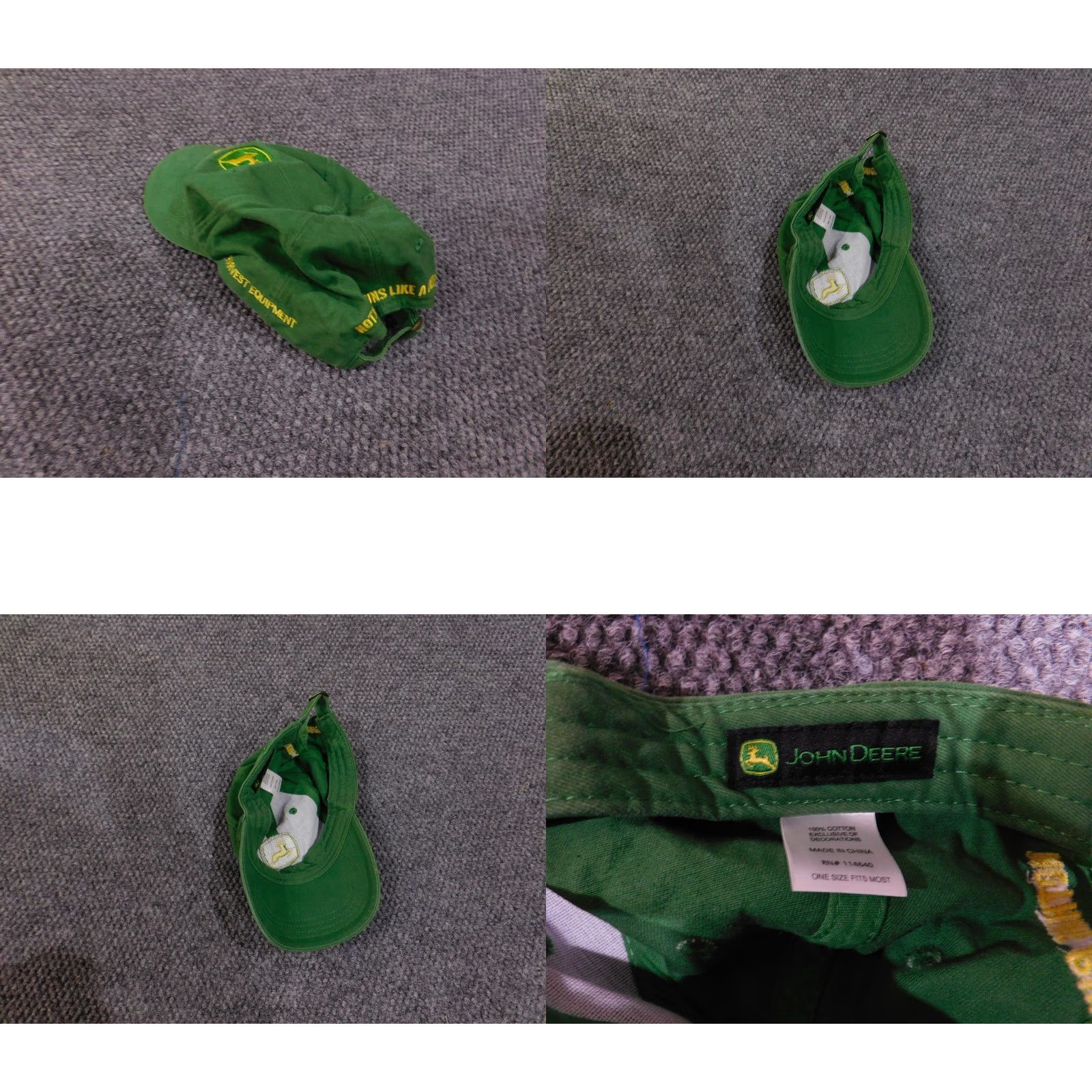 John Deere John Deere Hat Cap Strap Back Green Embroidered Nothing Runs Like A Deere Mens Size ONE SIZE - 8 Thumbnail