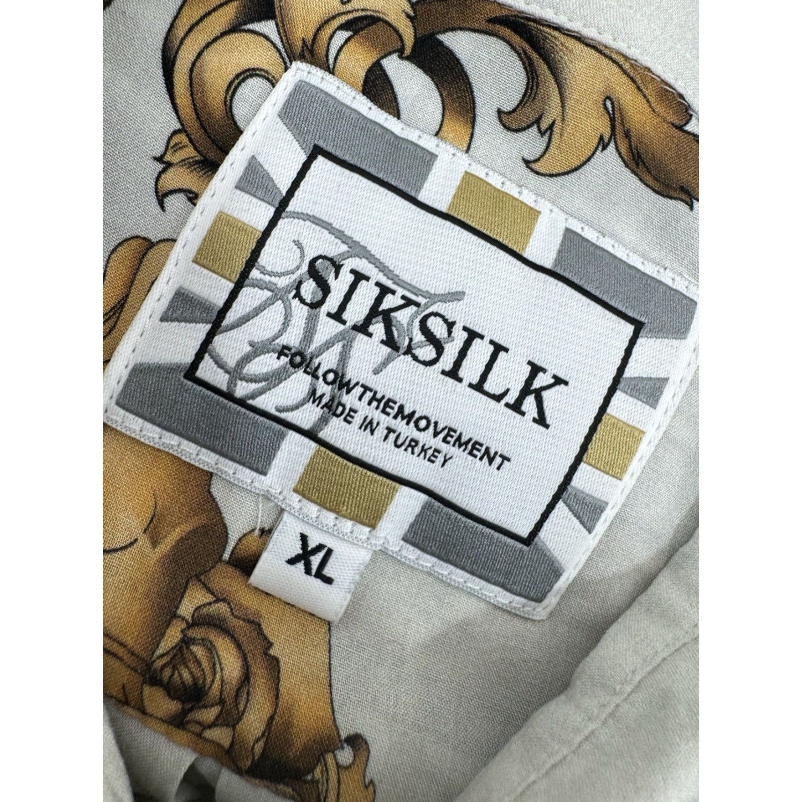 SikSilk SikSilk Baroque Pin Up Girls Mens XL Shirt Silk Button-Up Short Sleeve Multicolor Men’s Shirt Size US XL / EU 56 / 4 - 6 Thumbnail