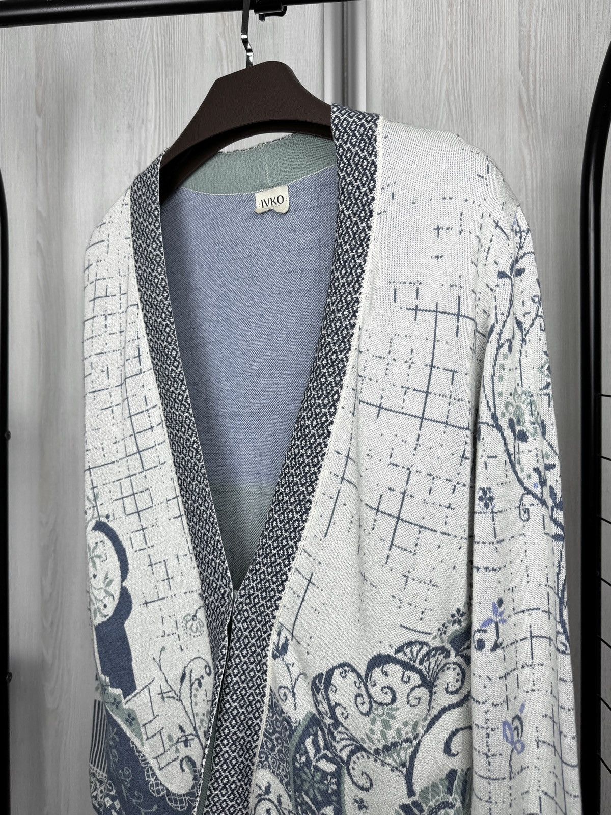 Other Ivko grey/blue floral abstract pattern cardigan Size XL / US 12-14 / IT 48-50 - 4 Thumbnail