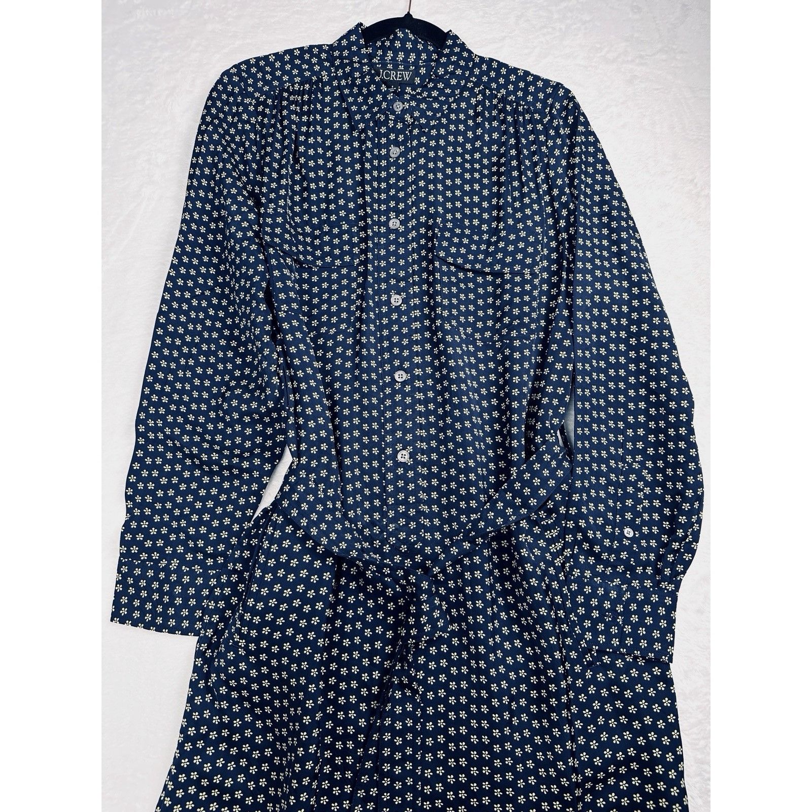 J.Crew J.Crew Tie-Waist Shirt-Dress In Daisy Floral Print Navy Sz 8 Size M / US 6-8 / IT 42-44 - 4 Thumbnail