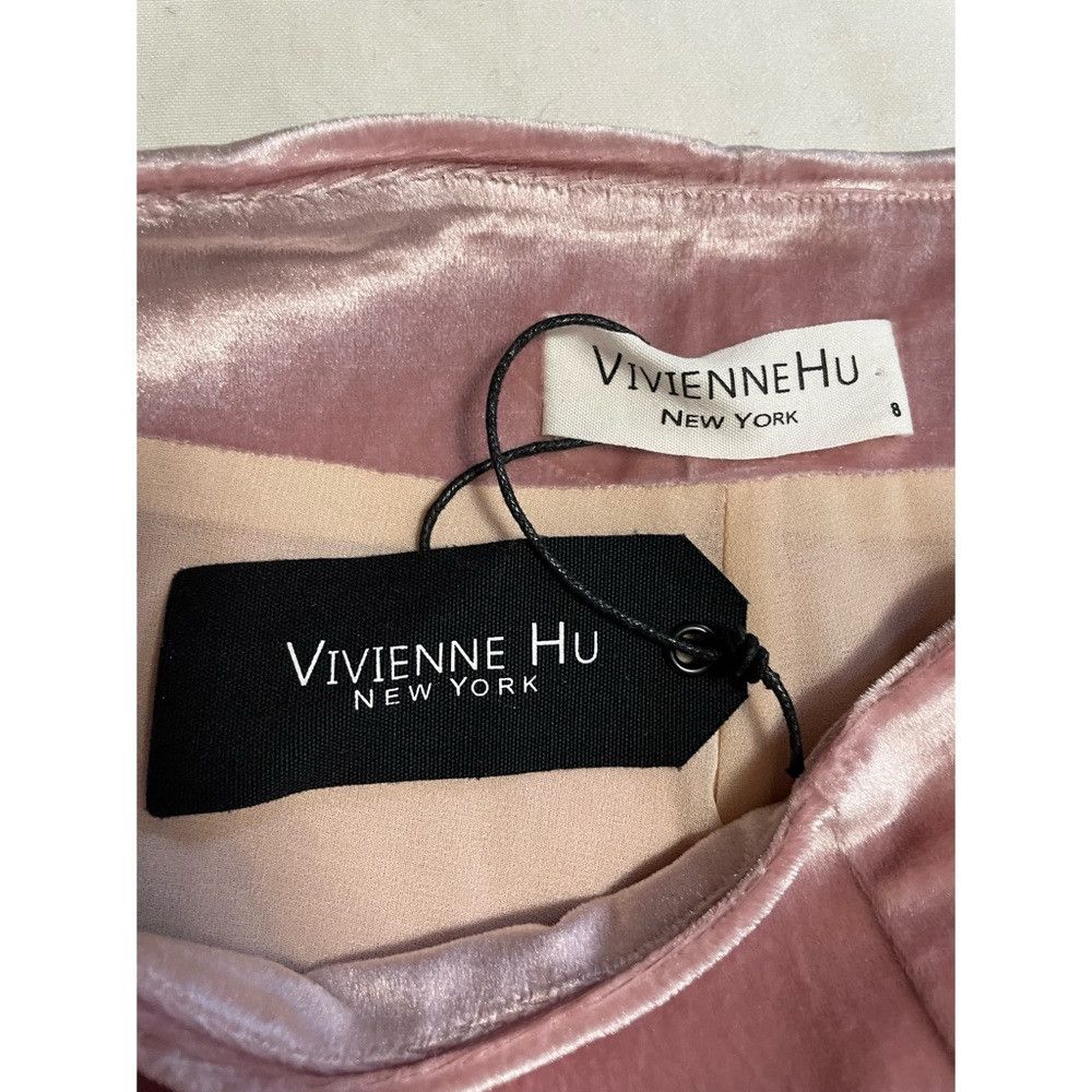 Other NWT New Vivienne Hu Velvet Pink Pants Size 8 Size 30" / US 8 / IT 44 - 4 Thumbnail