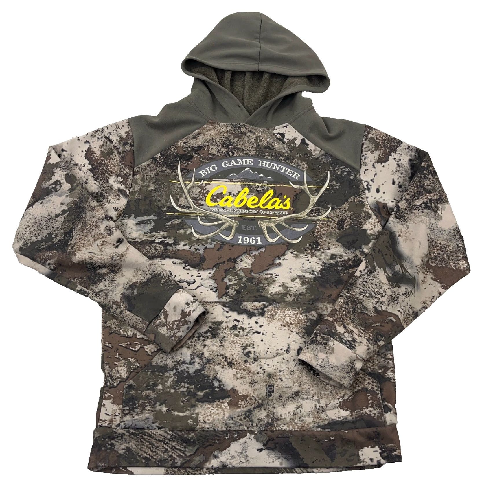 Vintage Cabela's Hoodie Men Small Brown Camo Logo Pullover • Camouflage Sweatshirt with Hooded Pockets All Seasons Size US S / EU 44-46 / 1 - 2 Thumbnail