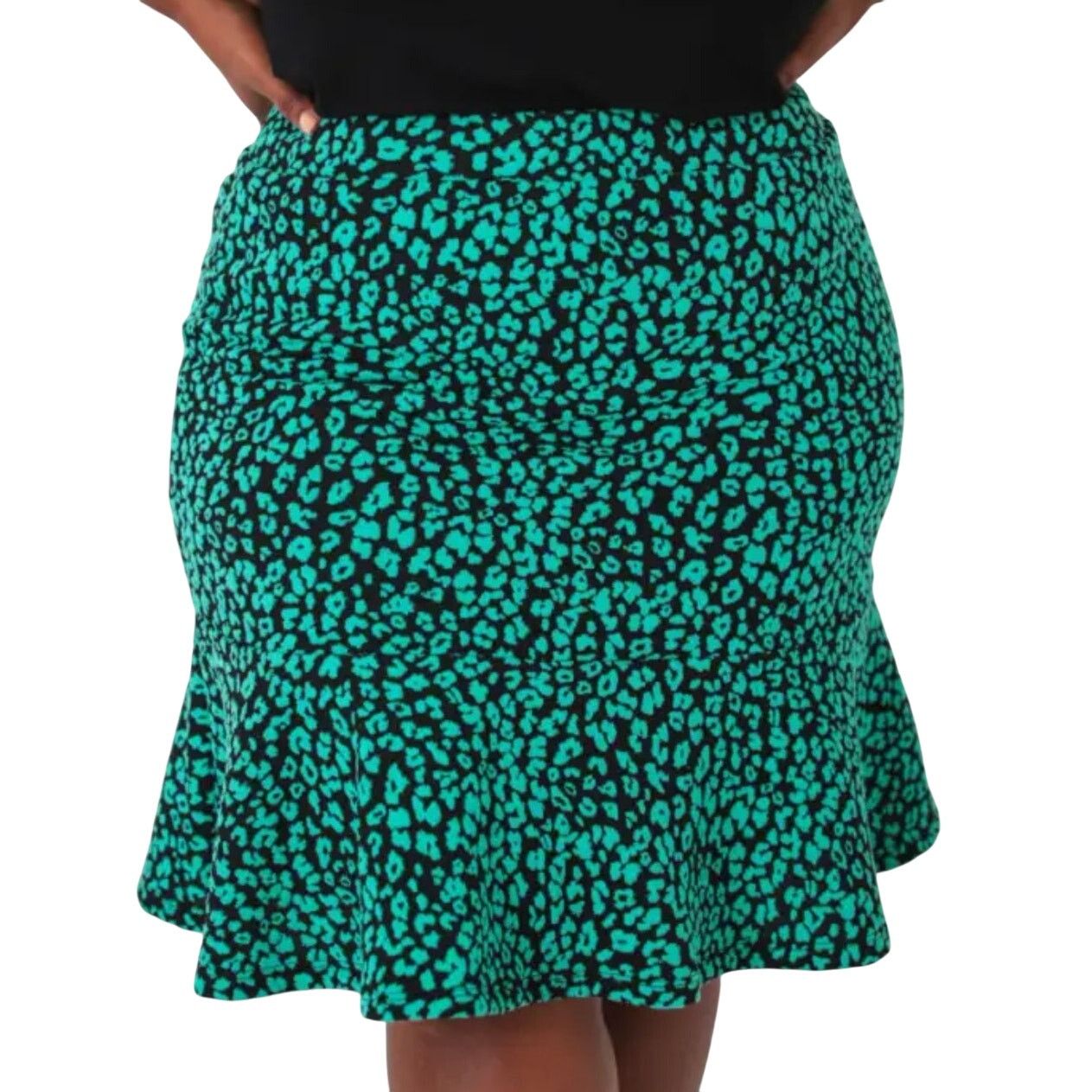 KIN NWT Kin By Kristine Cheetah Jacquard Trumpet Skirt PLUS 3X Size 42" / US 20 - 1 Thumbnail