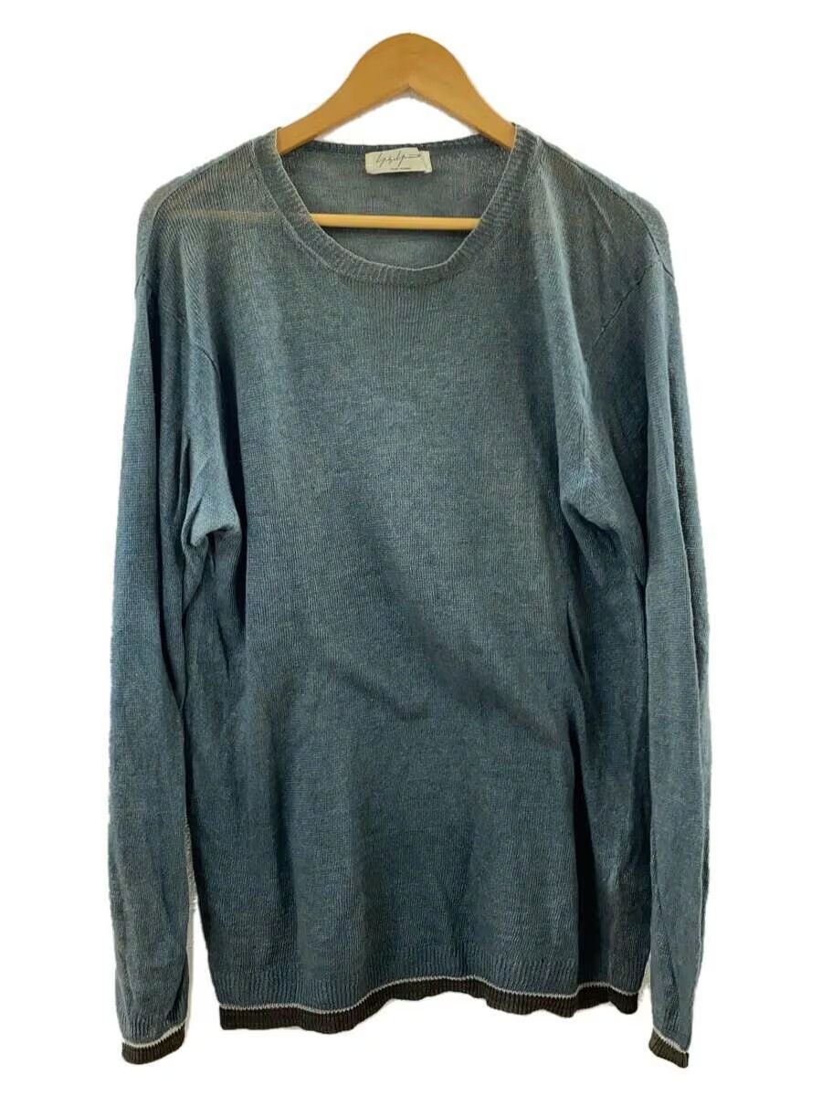 image of Yohji Yamamoto Linen Knit Sweater in Blue, Men's (Size Large)