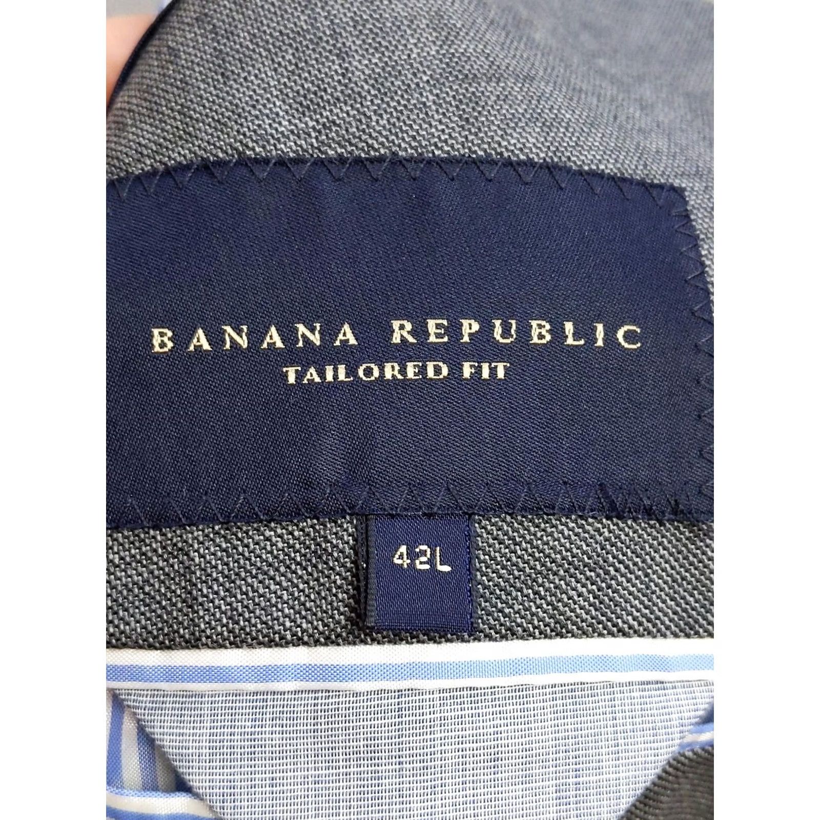 Banana Republic Banana Republic Blazer Mens 42L Gray Wool Tailored Fit Sport Coat Jacket Classic Size 42R - 7 Thumbnail