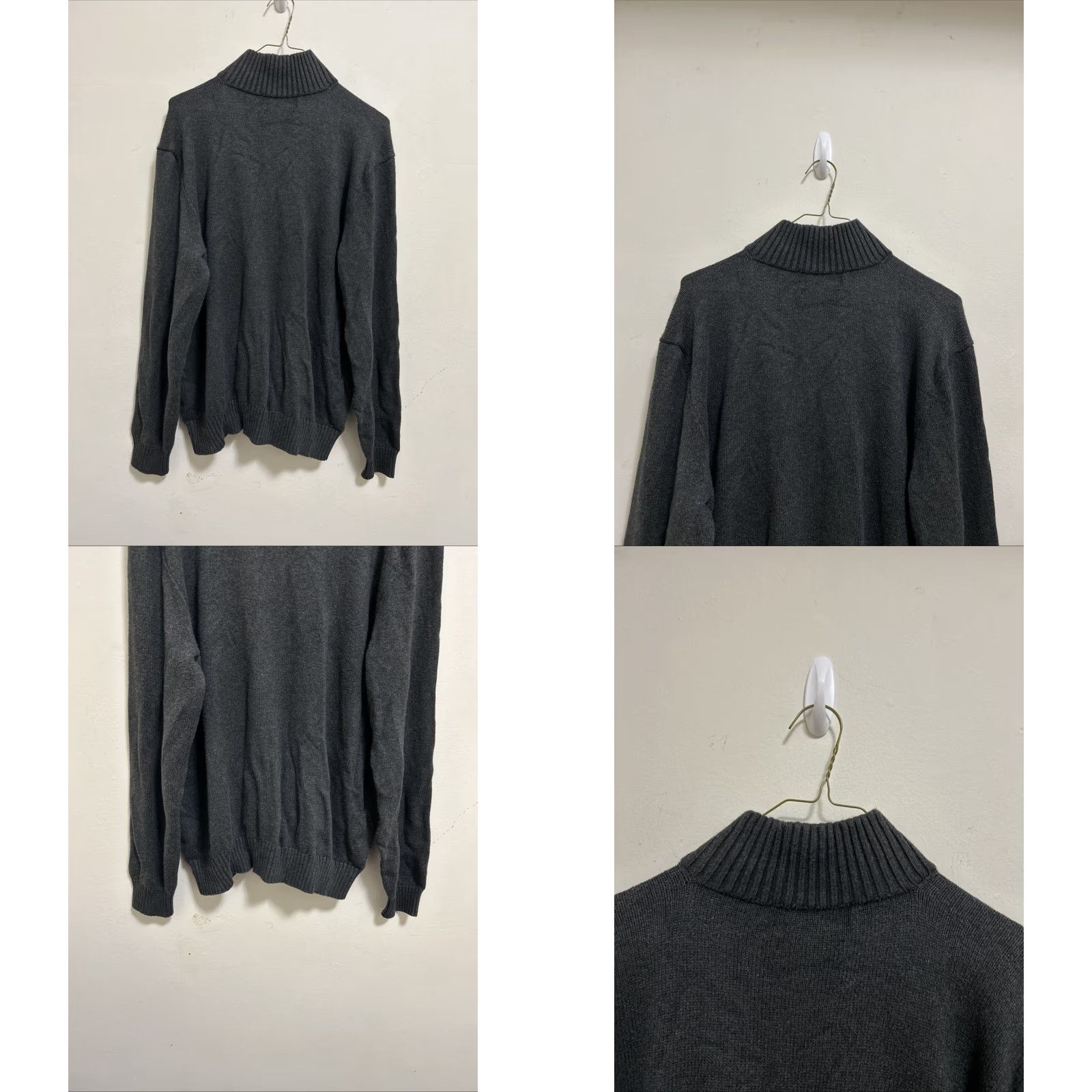 Polo Ralph Lauren VINTAGE Polo Ralph Lauren Sweater Mens L Gray Red Pony 1/4 Zip Pullover Cotton L/S Size US L / EU 52-54 / 3 - 8 Thumbnail