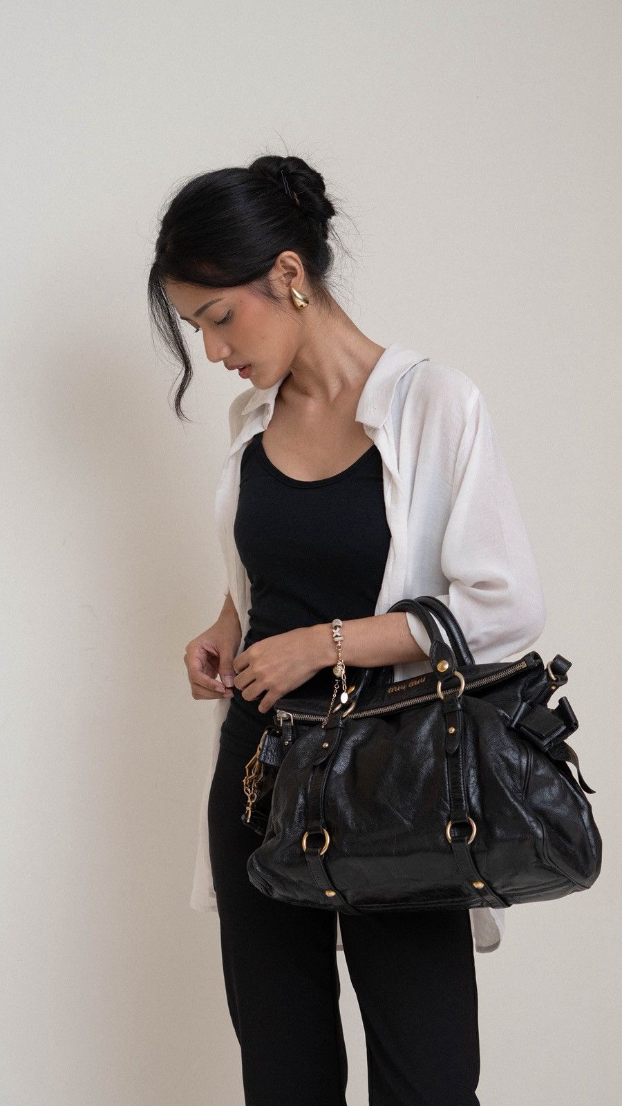 Miu miu vitello leather bow bag