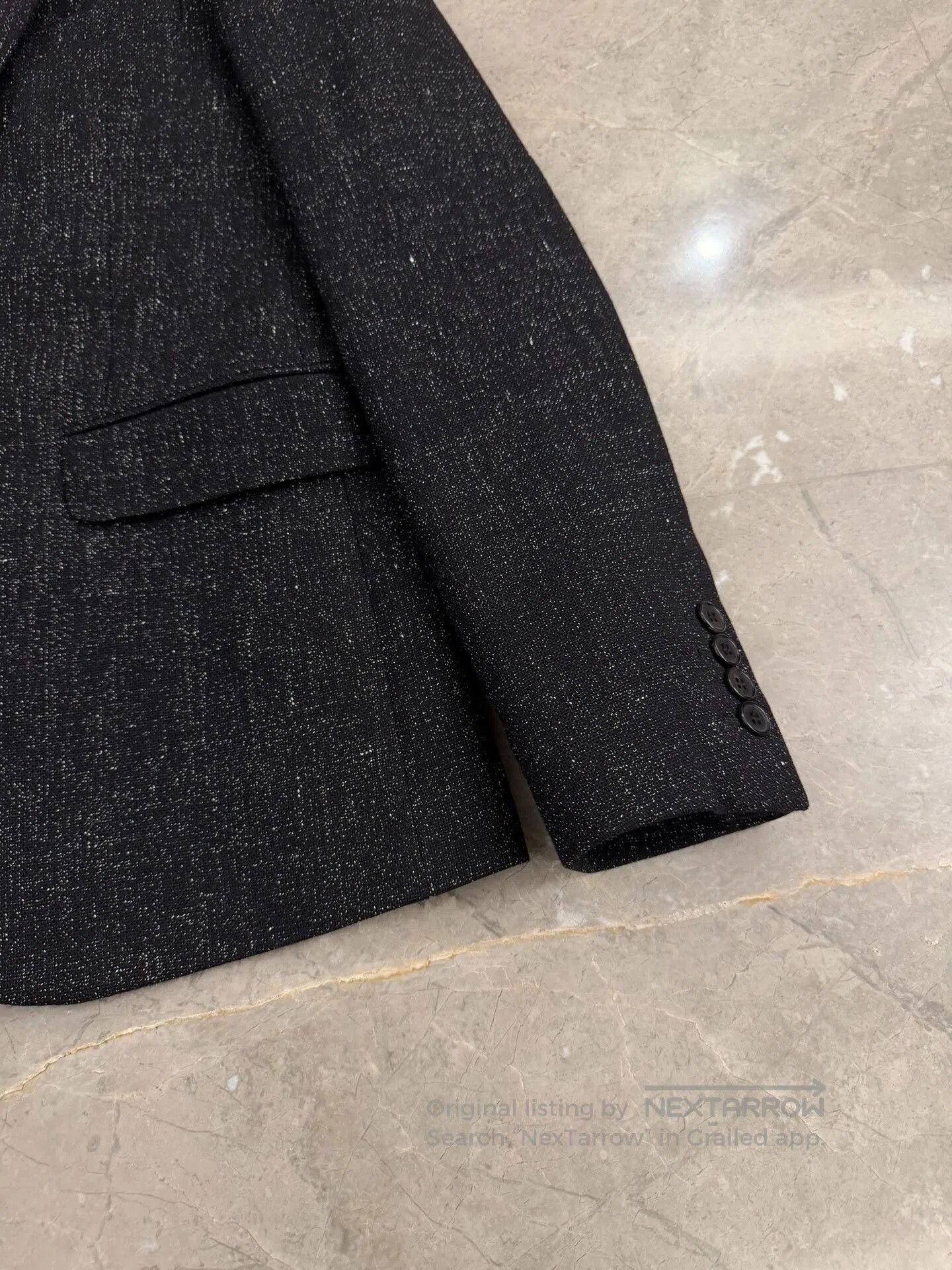 Saint Laurent Paris Saint Laurent Black Wool-Linen Blazer. Size US S / EU 44-46 / 1 - 2 Thumbnail