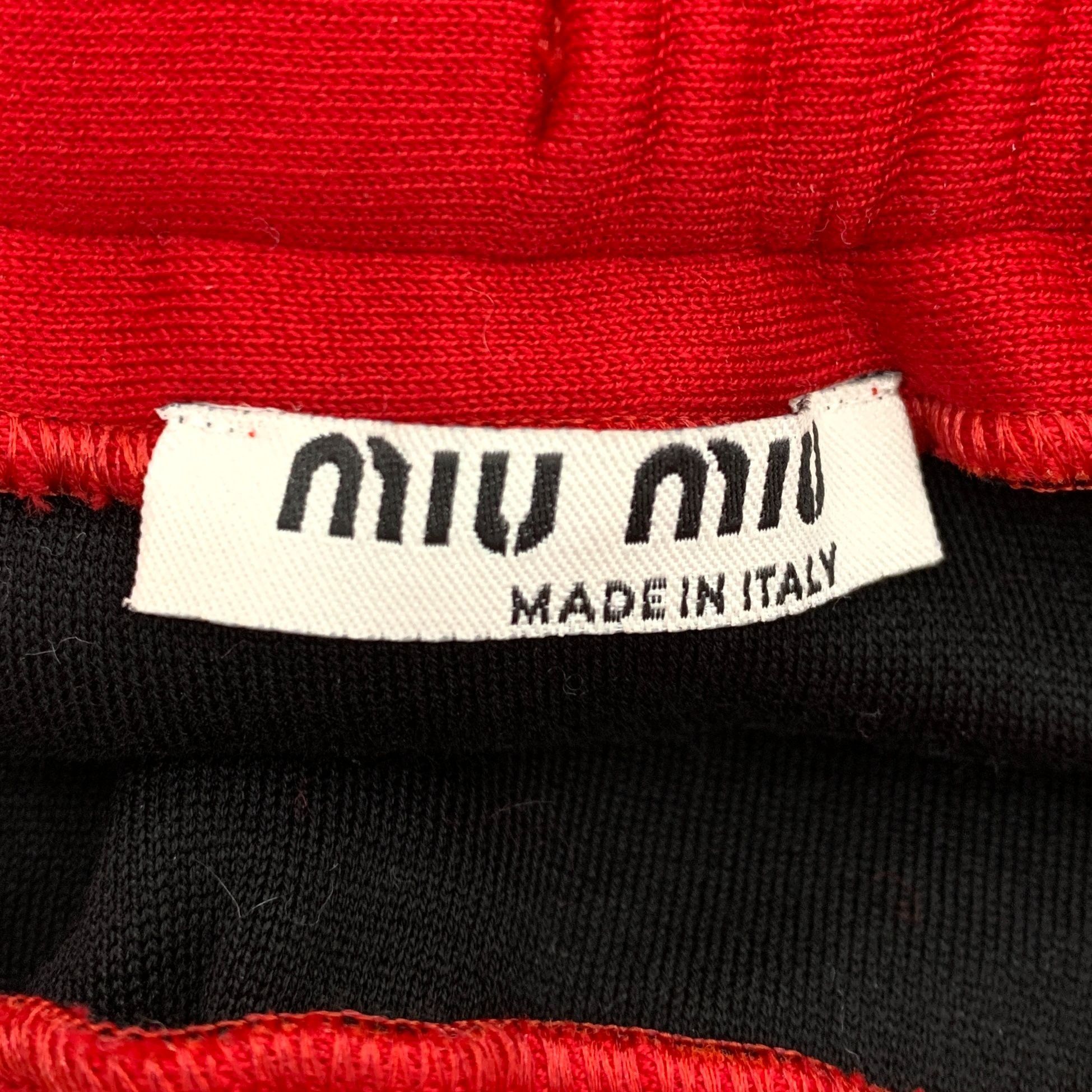 Miu Miu H11460 Miu Miu Womens Black Mini Skirt With Red Waistband & Size 27" / US 4 / IT 40 - 5 Thumbnail