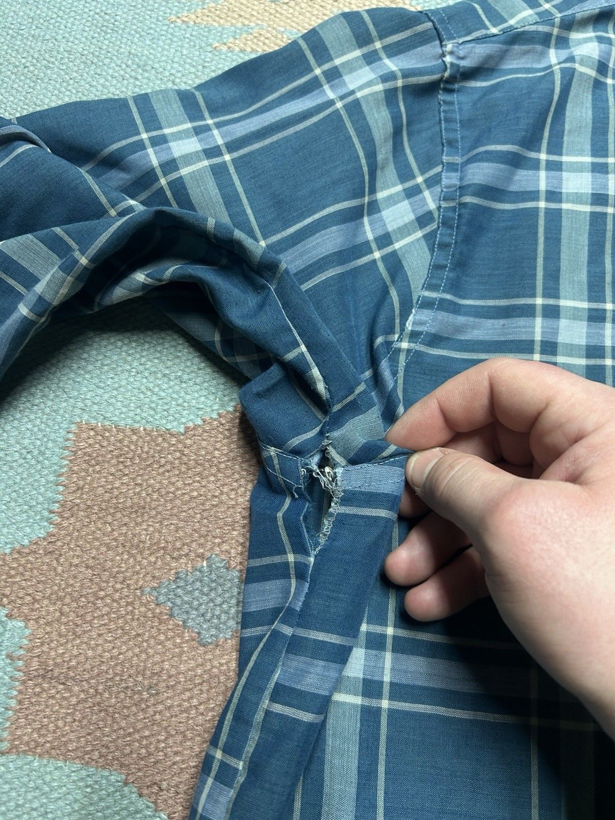 Vintage Vtg 1960s button shirt poly cotton lightweight plaid large Size US L / EU 52-54 / 3 - 4 Thumbnail
