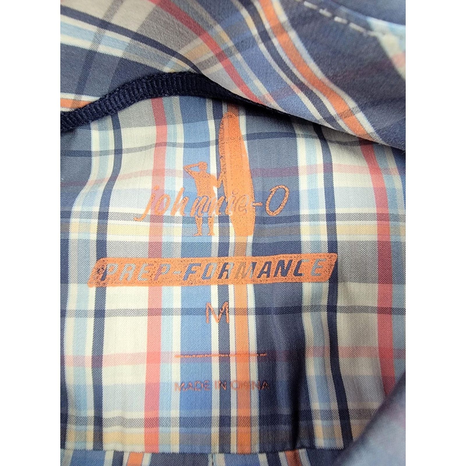 johnnie-O Johnnie-O Shirt Mens Medium Blue Orange Plaid Prep-Formance Long Sleeve Button Up Shirt Size US M / EU 48-50 / 2 - 3 Thumbnail