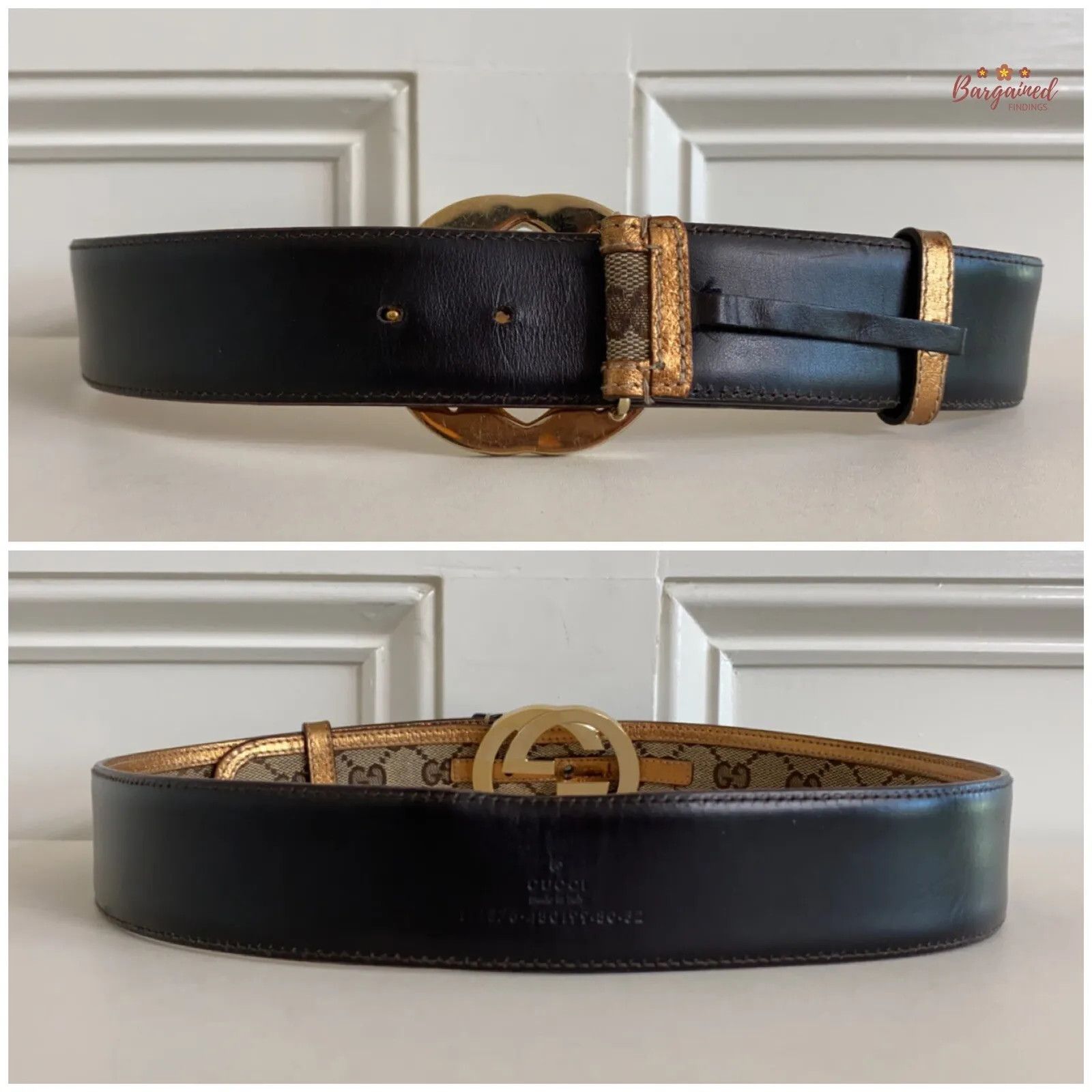 Gucci Gucci Monogram Canvas Leather Interlocking G Buckle Belt Size 28 - 9 Thumbnail